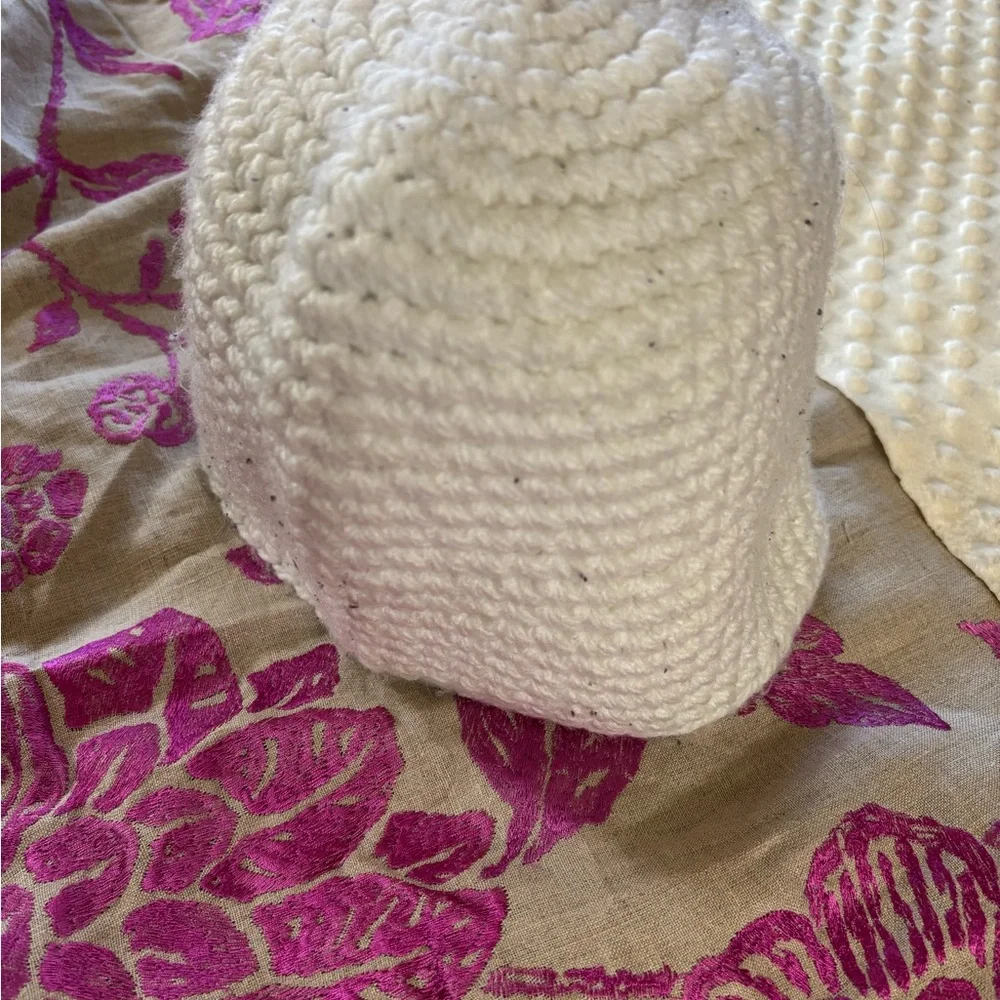 White Hand Knit Hat